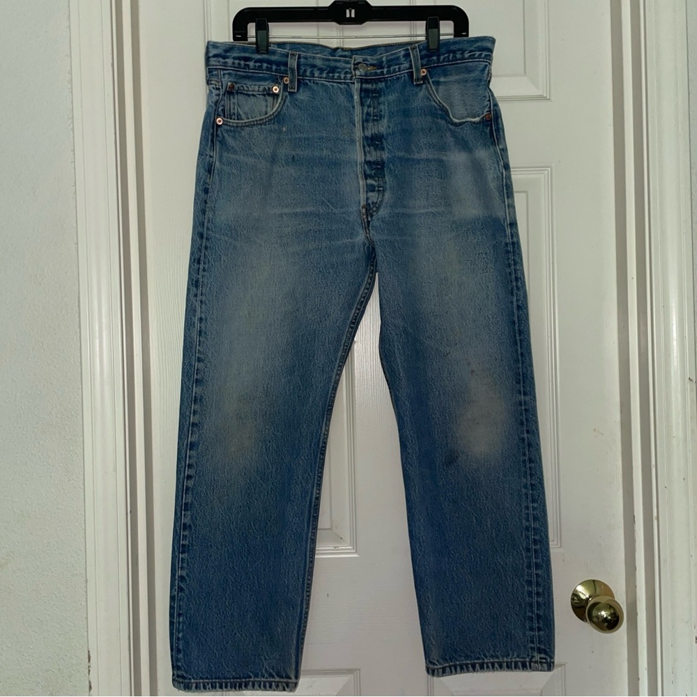 Levi's 501 Button Fly Classic Fit Blue Denim Jeans 38x31